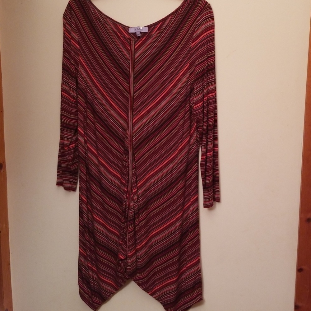 PREMISE L/S PATTERN KNIT TUNIC RED LARGE